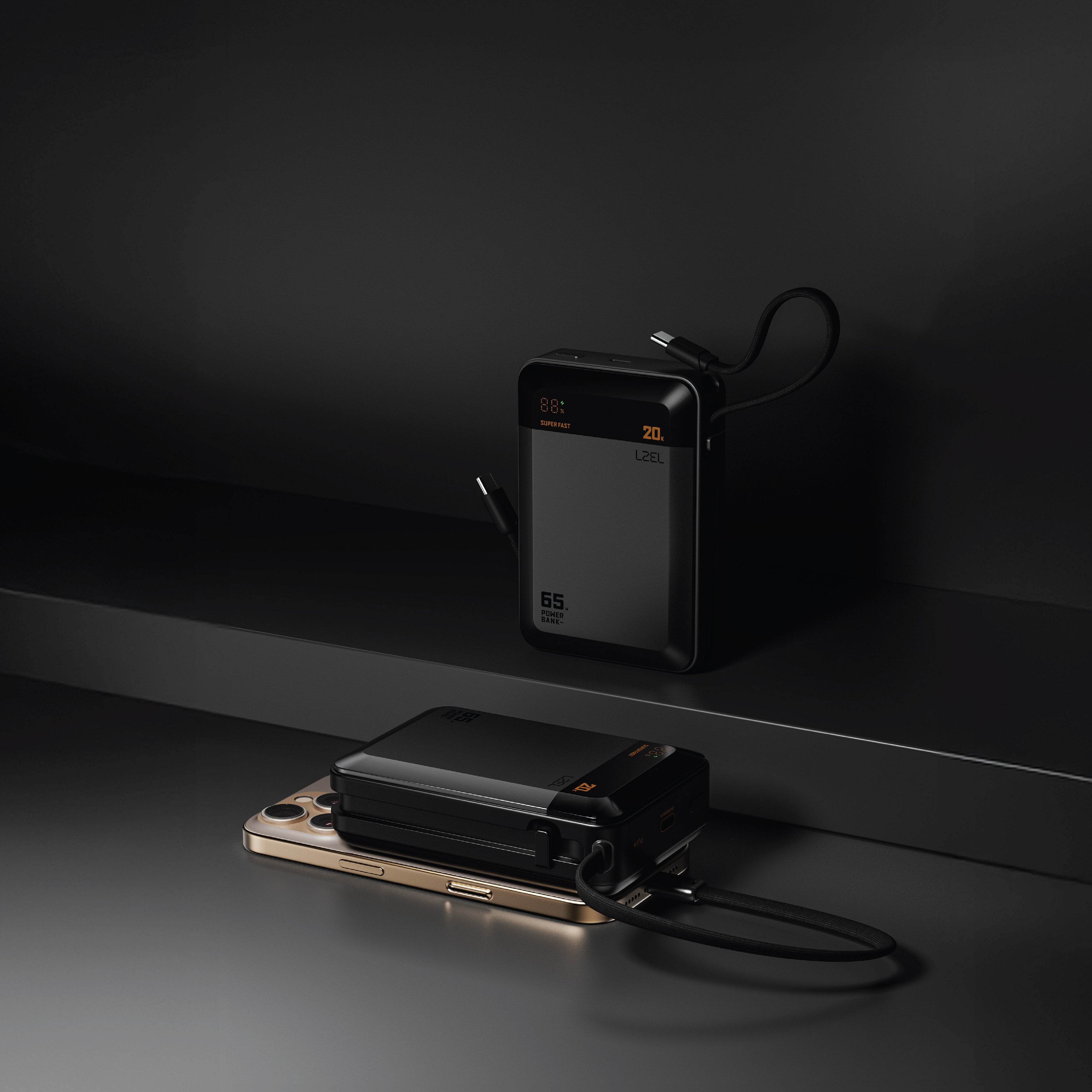 LZEL ZenoFlex Charge+ Mini 20000mAh PD Power Bank â€“ 65W Output / 40W Input | Gray