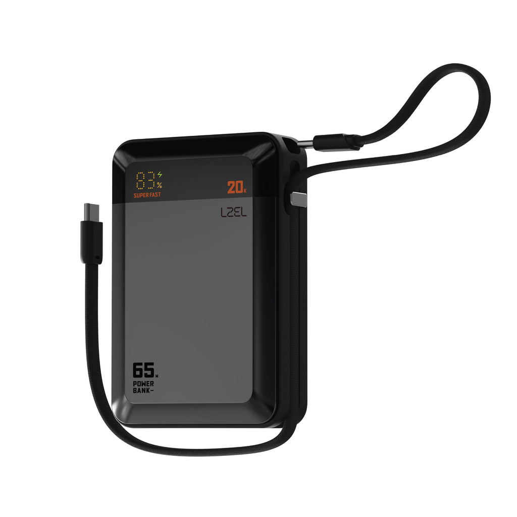 LZEL ZenoFlex Charge+ Mini 20000mAh PD Power Bank â€“ 65W Output / 40W Input | Gray