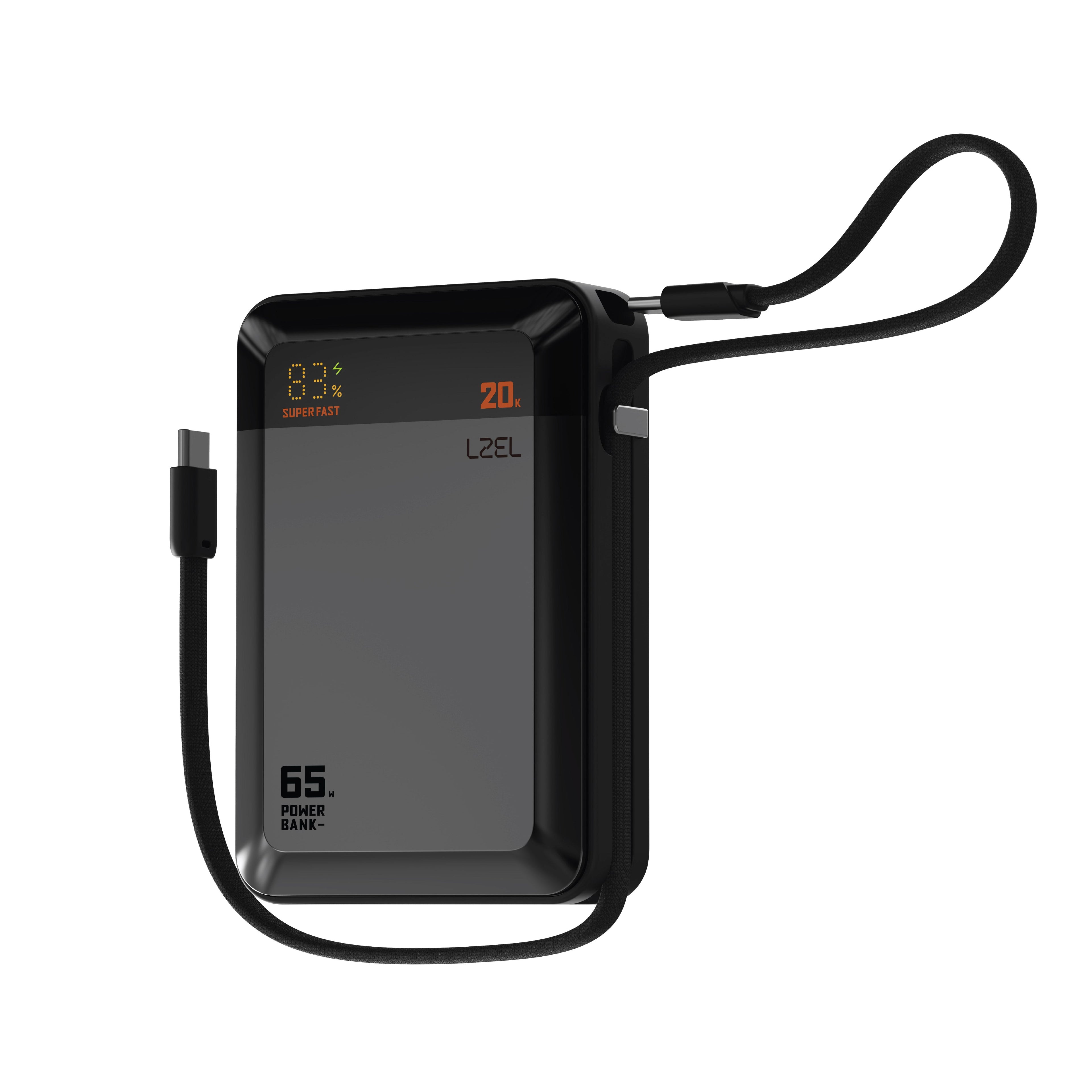 LZEL ZenoFlex Charge+ Mini 20000mAh PD Power Bank â€“ 65W Output / 40W Input | Gray