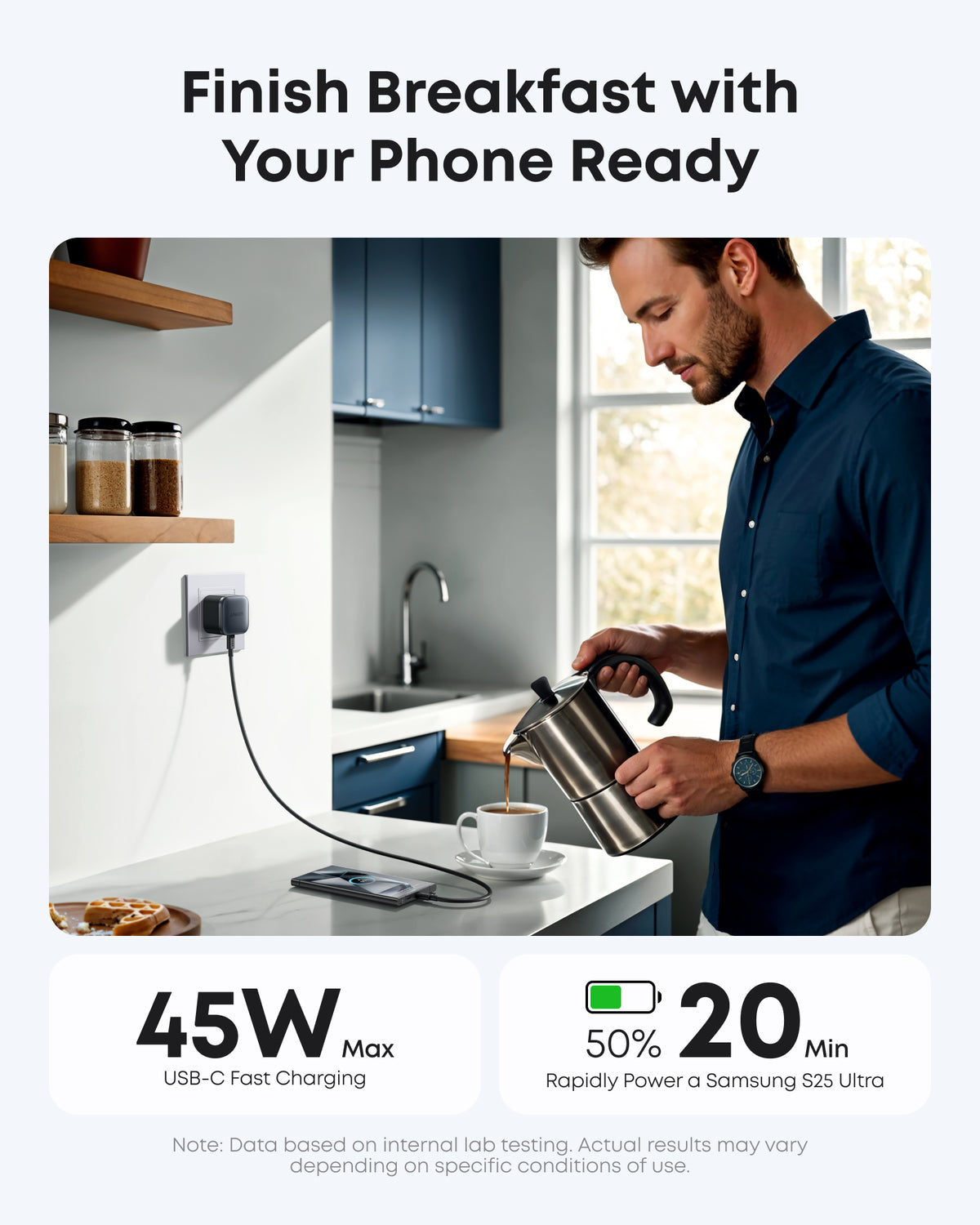 Anker Nano Charger 45W Fast Charger with USB-C to USB-C Cable | Black