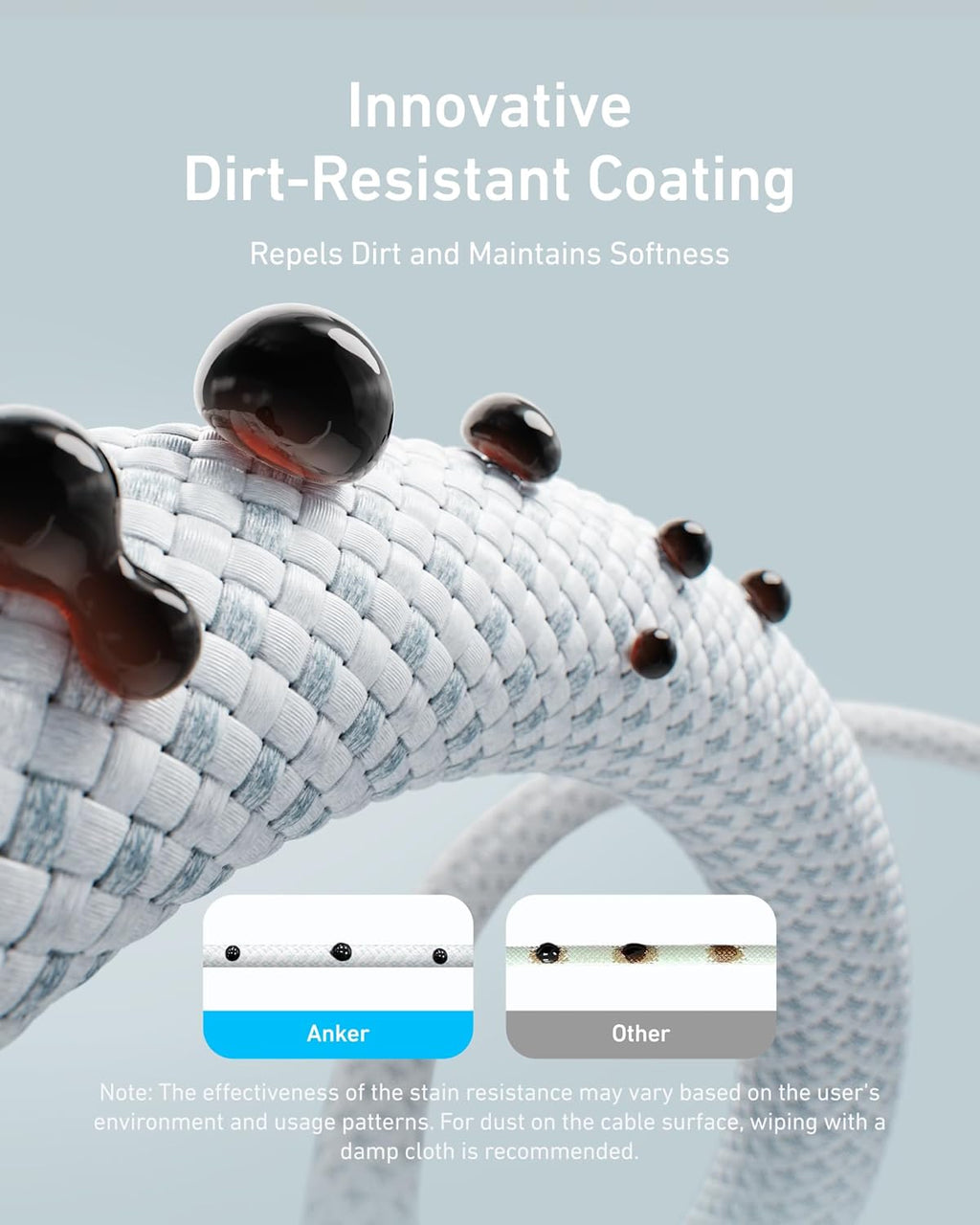 Anker Zolo 240W USB-C to USB-C Cable, Braided and Dirt-Free 1.8m (6ft) | White