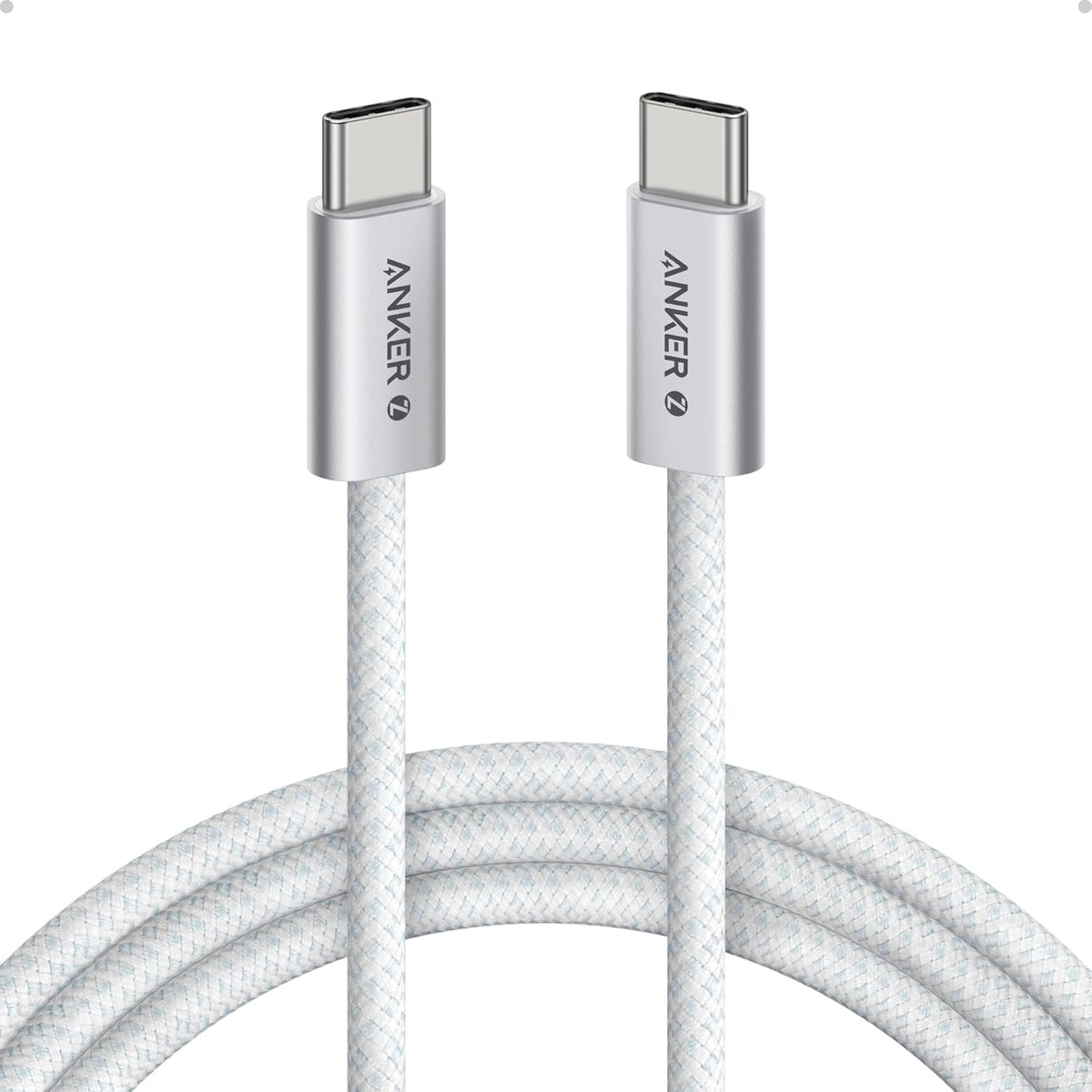 Anker Zolo 240W USB-C to USB-C Cable, Braided and Dirt-Free 0.9m (3ft) | White