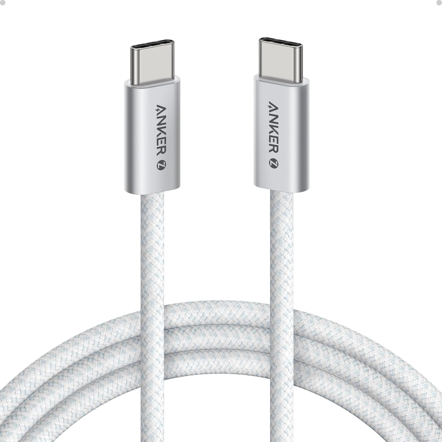 Anker Zolo 240W USB-C to USB-C Cable, Braided and Dirt-Free 1.8m (6ft) | White