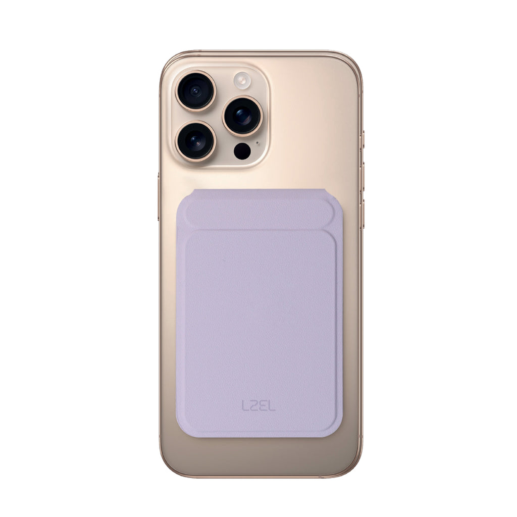 LZEL Magsafe PU Leather Card Holder And Tripod Stand Aegis Clio | Light Purple