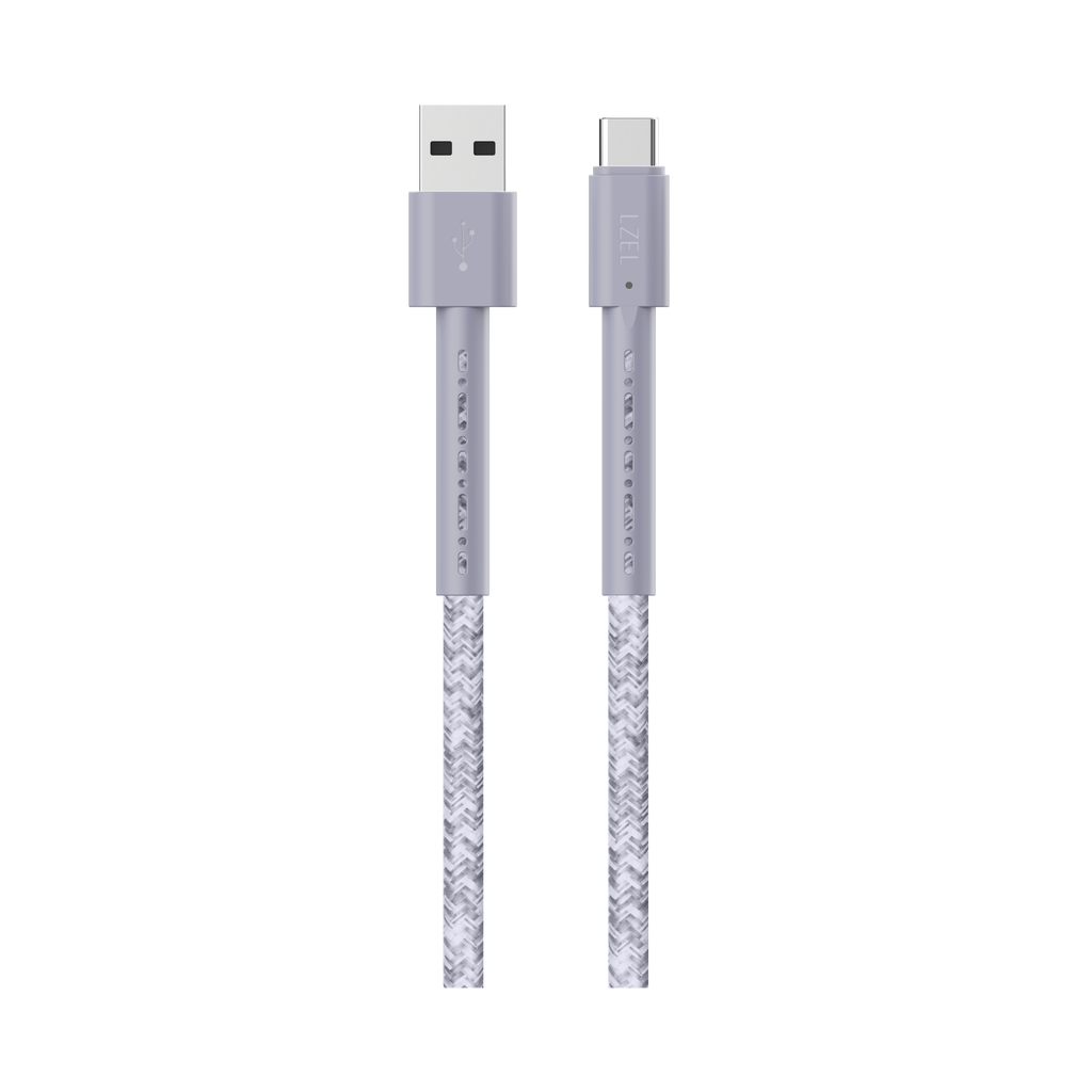 LZEL Celeris Charge AXC Braided USB-A to USB-C 2.0 Cable, 480Mbps, 15W Max, 1m | Gray