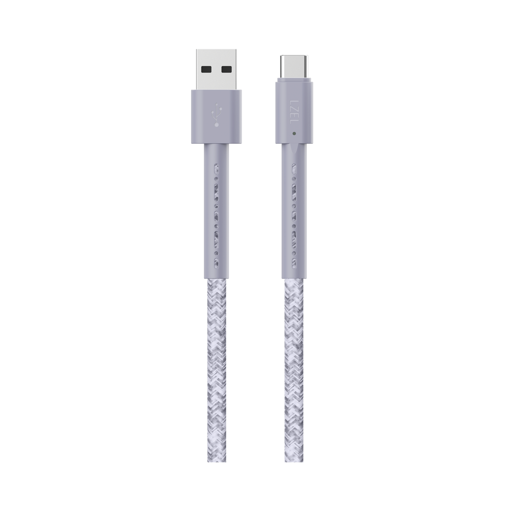 LZEL USB-A to USB-C 2.0 Braided Cable 2m â€“ 3A, 15W, 480Mbps | Gray