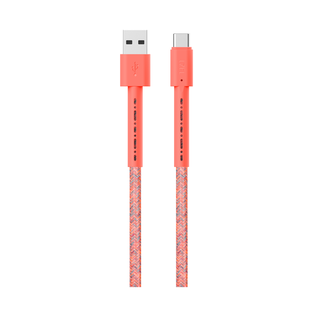 LZEL USB-A to USB-C 2.0 Braided Cable 2m â€“ 3A, 15W, 480Mbps | Red