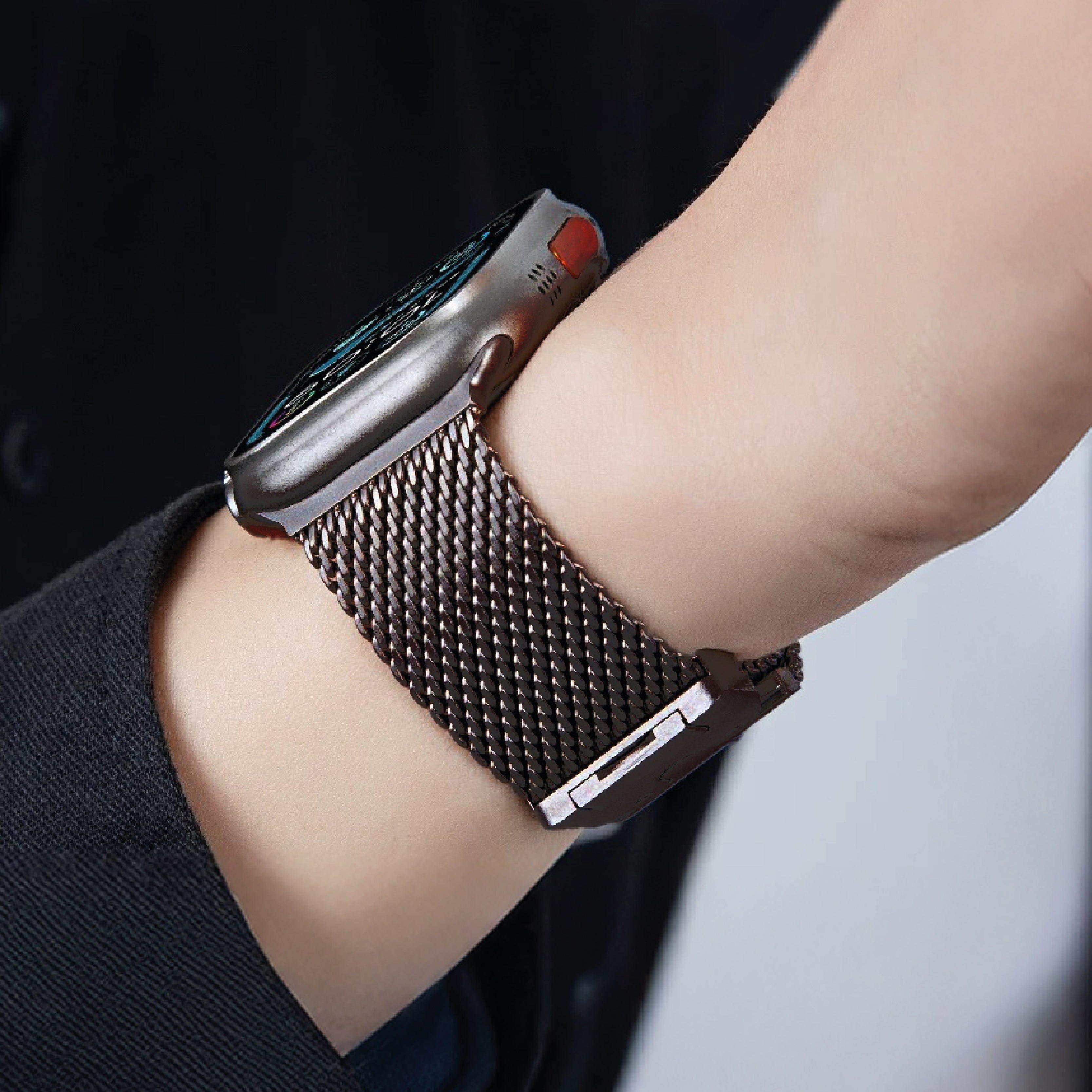 LZEL Avalonflex Titanium  Milanese Loop Watch Band For 42/44/45/46/49mm (S10) | Black