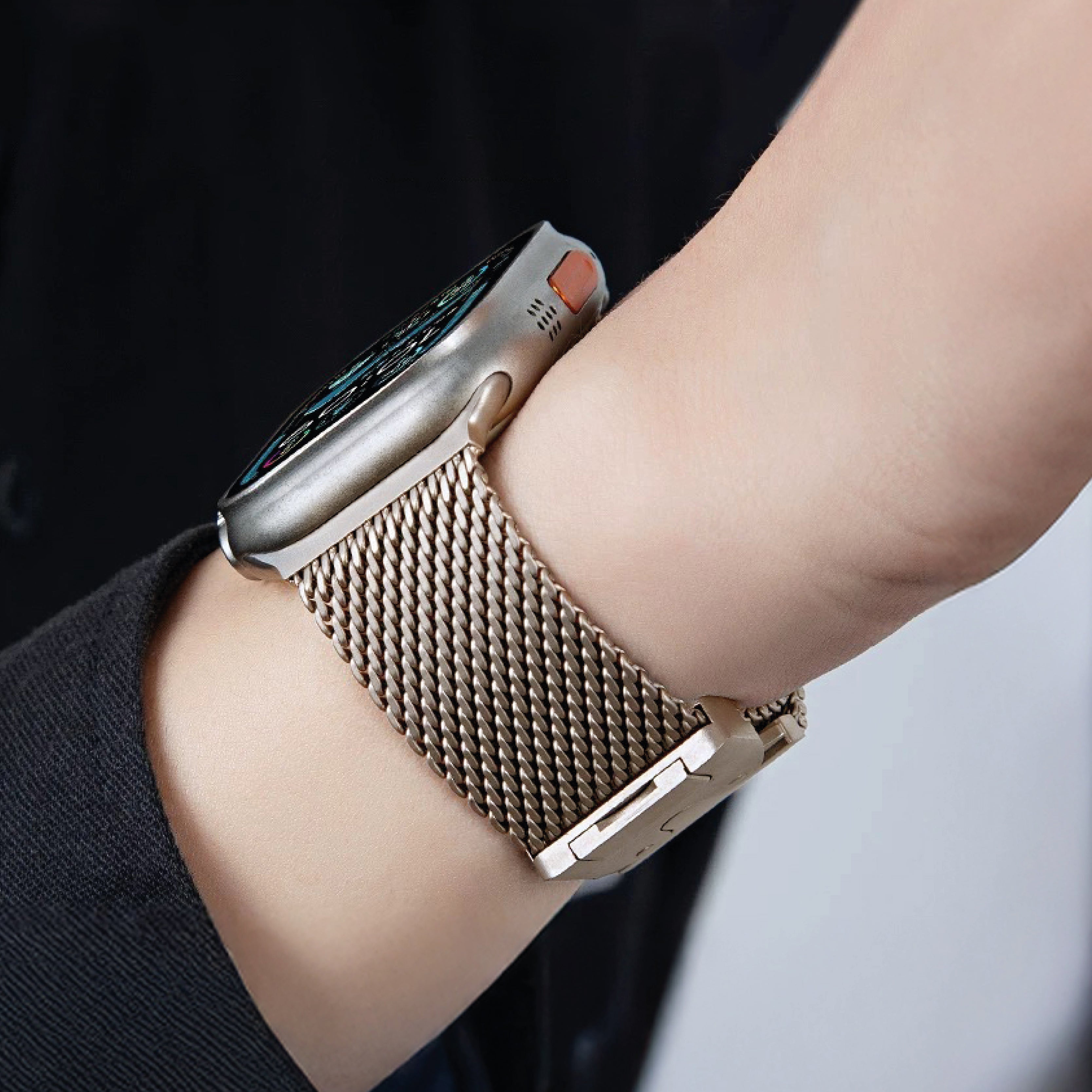 LZEL Avalonflex Stainless Steel Watch Band For 42/44/45/46/49mm (S10) Milanese Loop | Gold