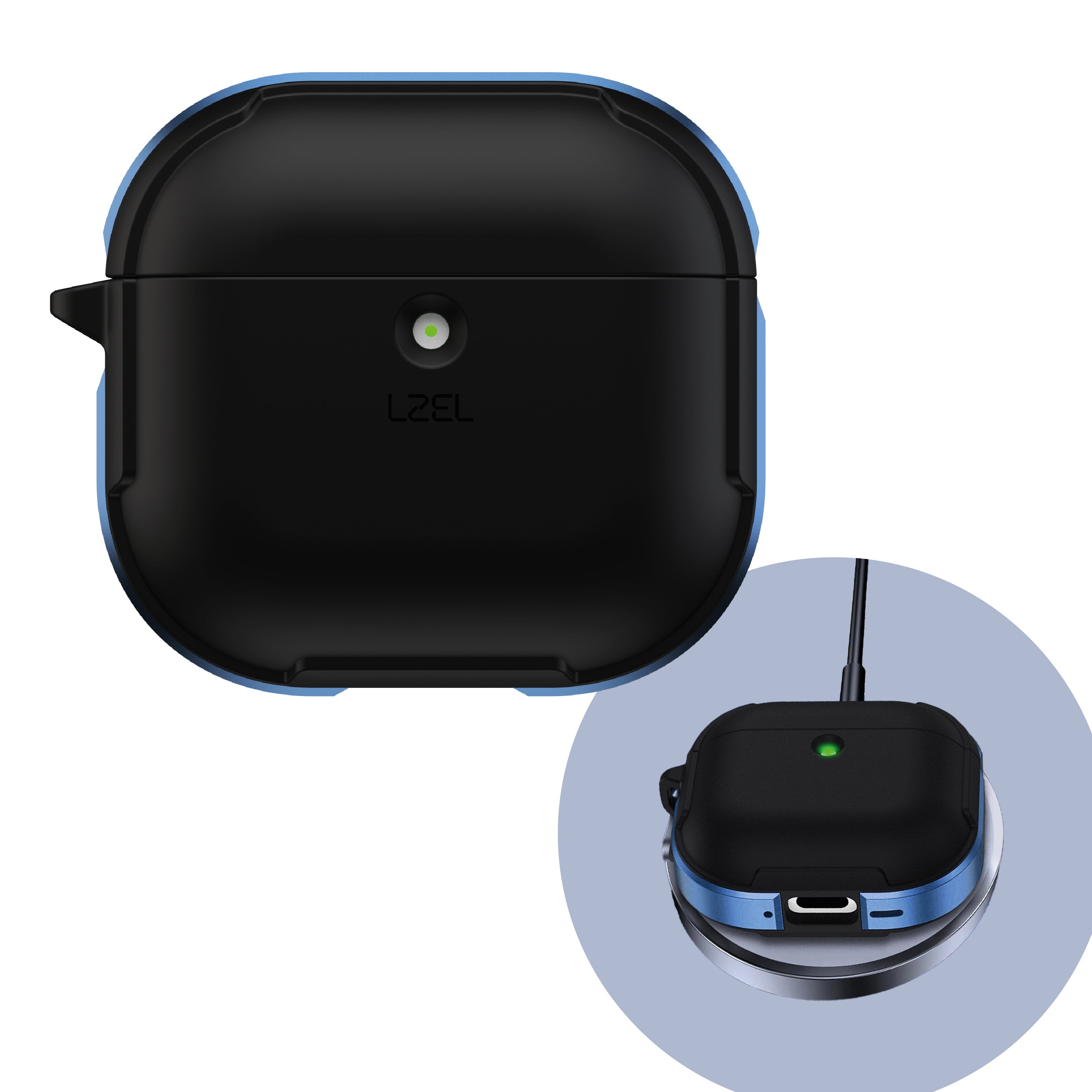 LZEL Aurum Airpods 4 Case Guard Pro Anti Fall Premium Hard Pc Case | Black / Navy Blue