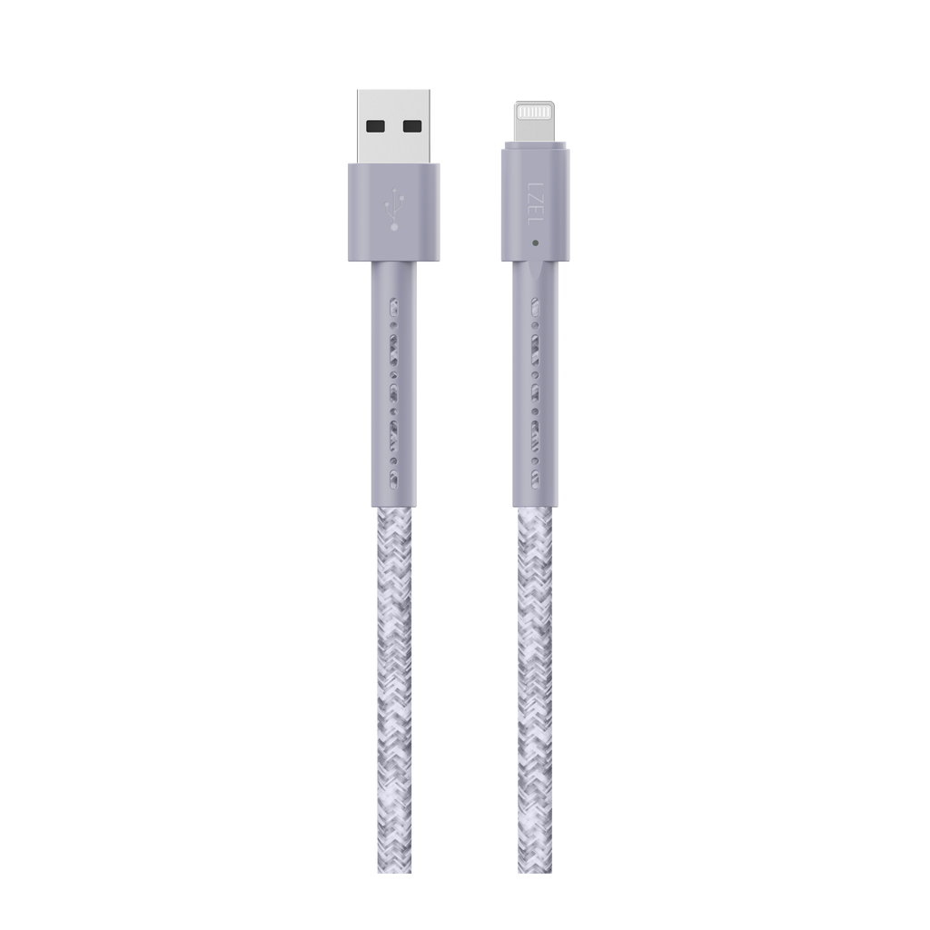 LZEL Celeris Charge AXL Braided USB-A to Lightning Cable, 480Mbps, 15W Max, 1m | Gray