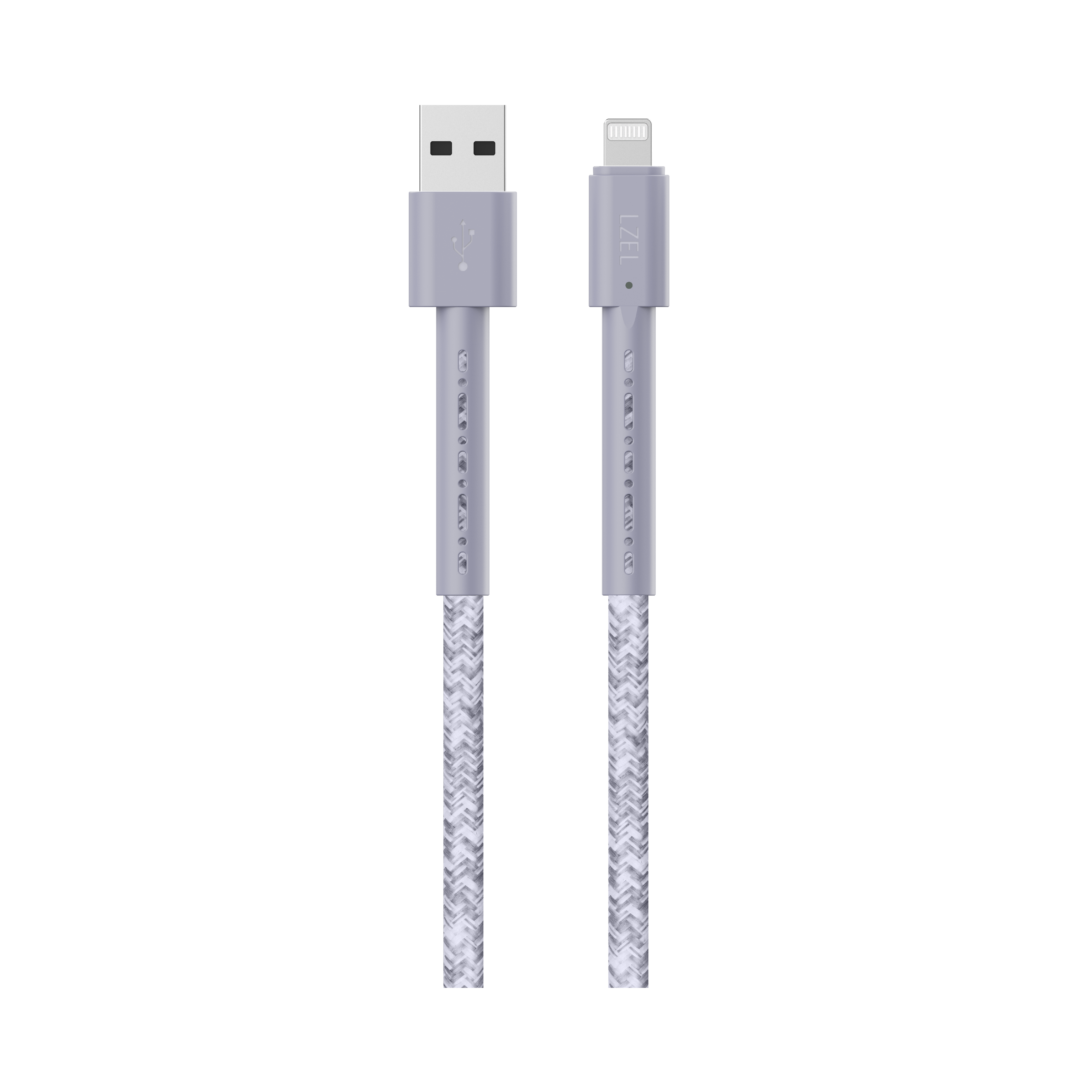 LZEL Celeris Charge AXL Braided USB-A to Lightning Cable, 480Mbps, 15W Max, 2m |  Gray