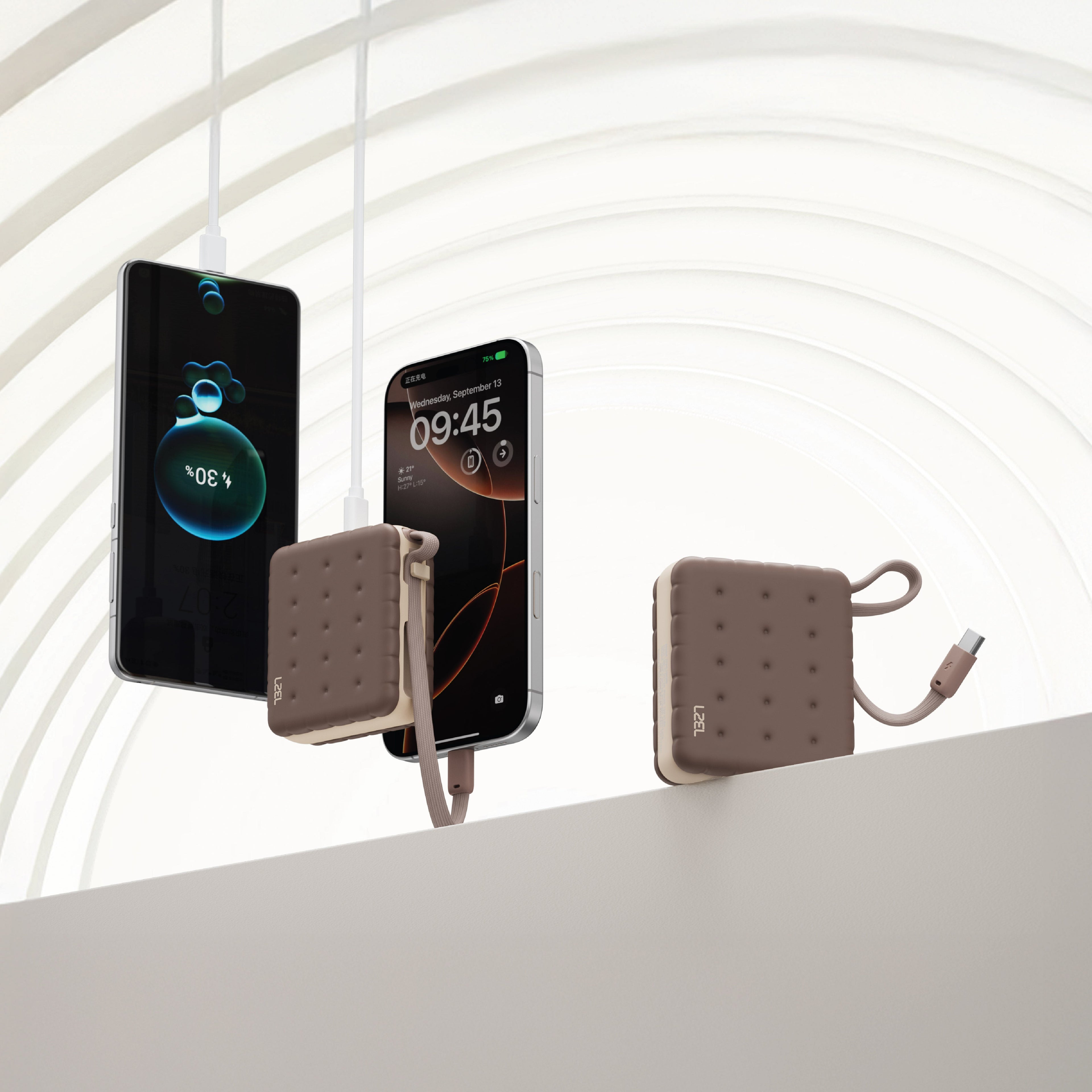 LZEL ZenoFlex MaxLux Mini 10000mAh PD Power Bank â€“ 20W Output / 18W Input (15W Wireless) | Coffee
