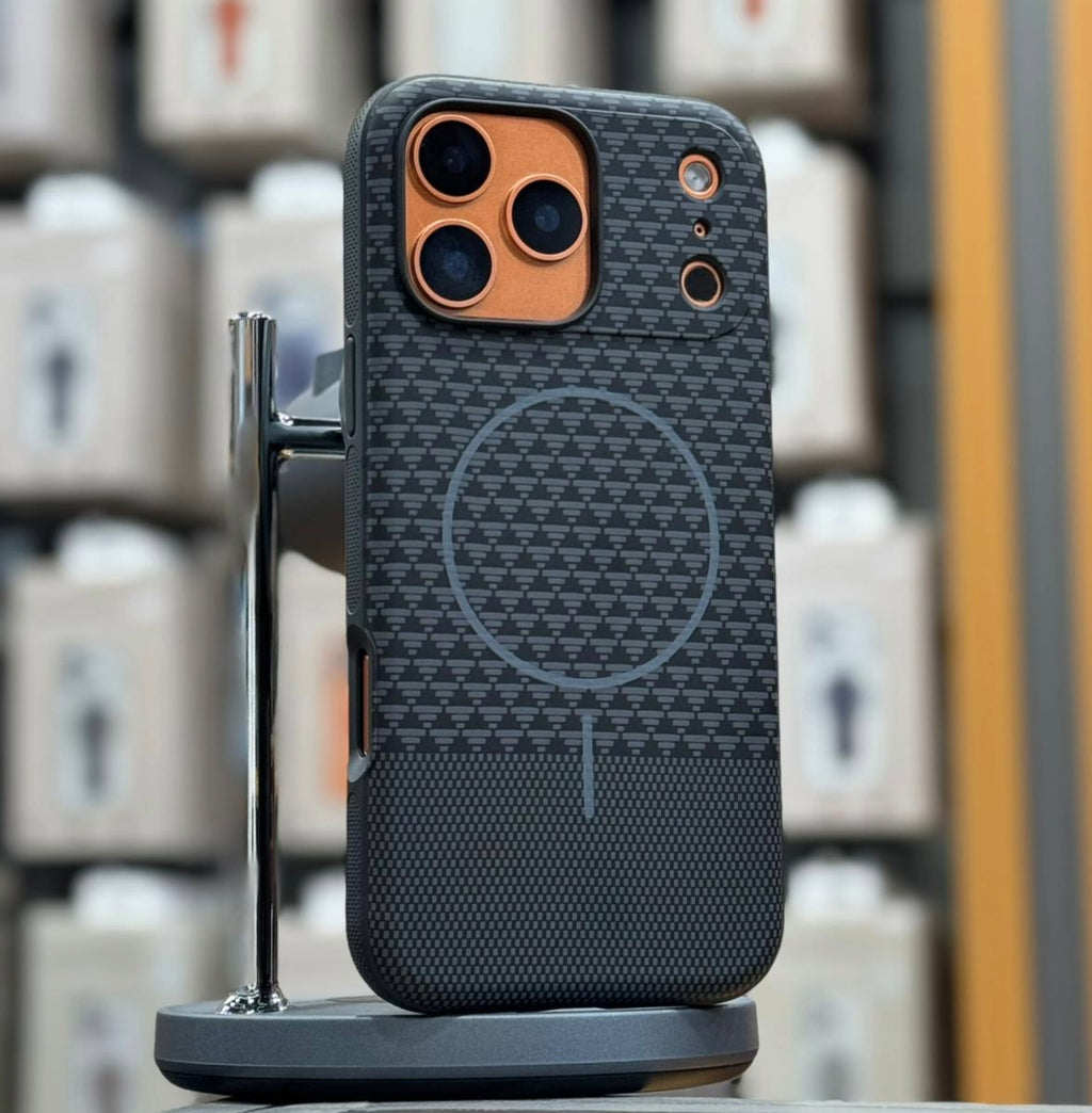 LZEL MagCarbon Splice Case for iPhone 17 Pro Max | Black Carbon