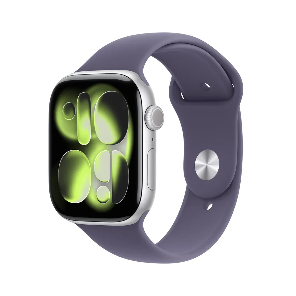Apple Watch Series 11 GPS 46mm Silver Aluminium Case with Purple Fog Sport Band - M/L