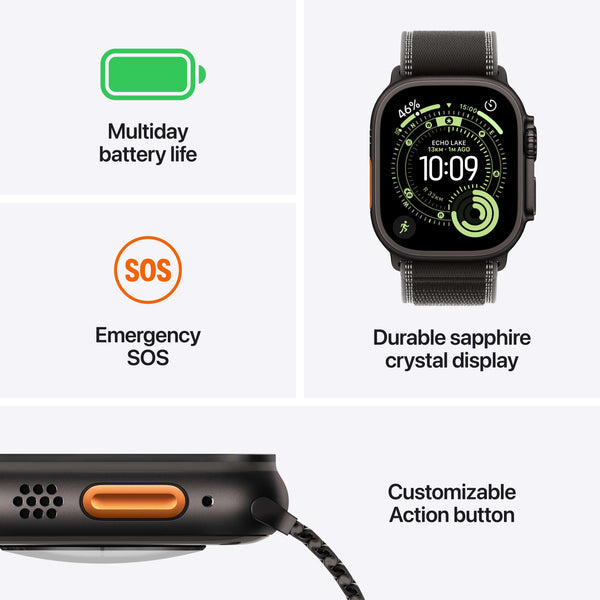 Apple Watch Ultra 3 (2025) GPS + Cellular, 49mm Natural Titanium Case with Light Blue Alpine Loop â€“ M