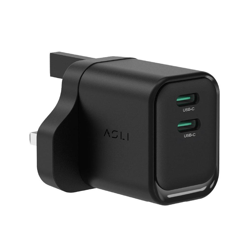 Asli Global Thundervolt Surge 35W Power Delivery Gan Dual USB Wall Charger| Black
