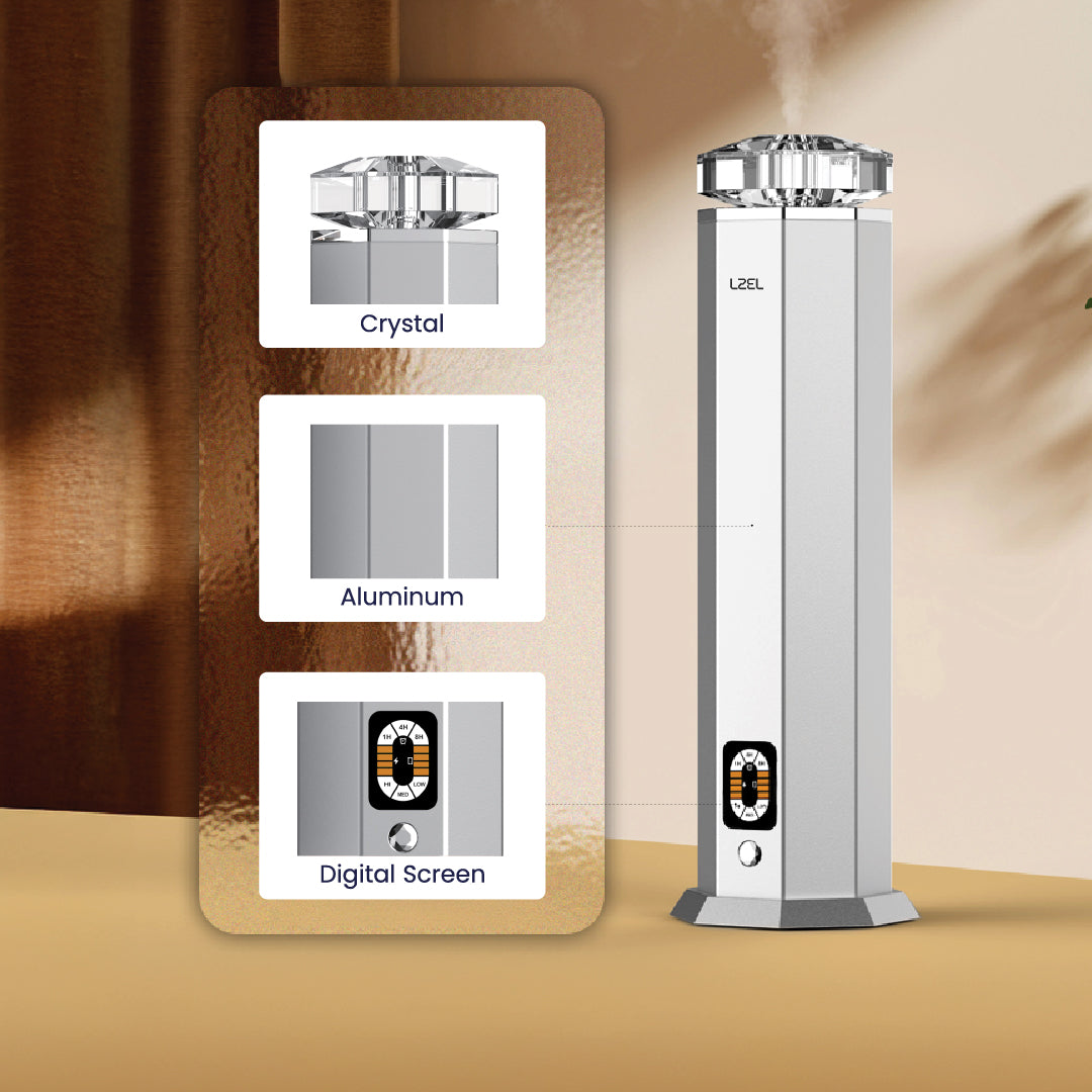 LZEL Aroma Diffuser Aromavista Essence Premium Scent Diffuser Led Display - Cold Air Diffusion Tech - 120 Ml | Silver