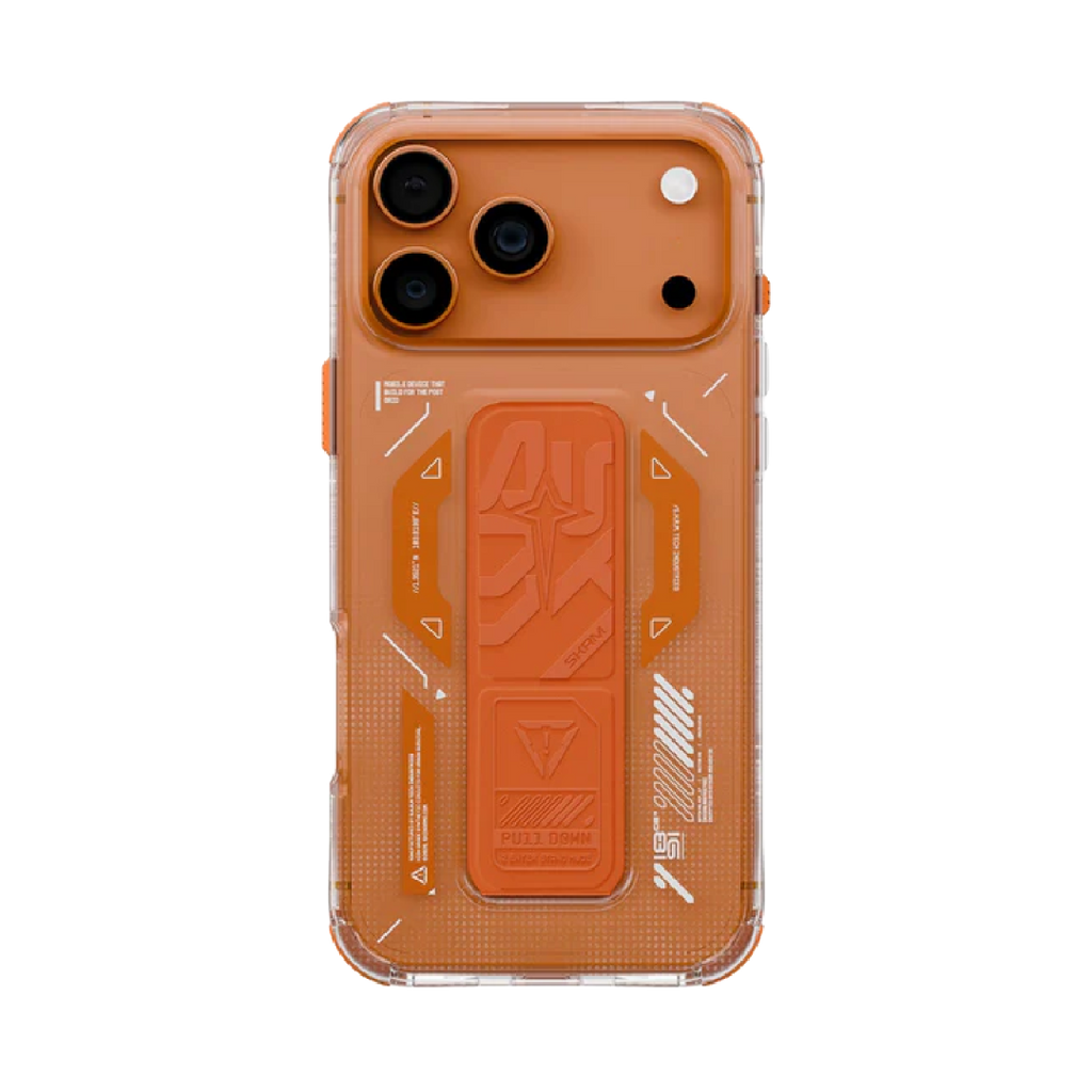 SKINARMA Helio Magâ€‘Charge + Gripâ€‘Stand Case for iPhone 17 Pro Max | Orange