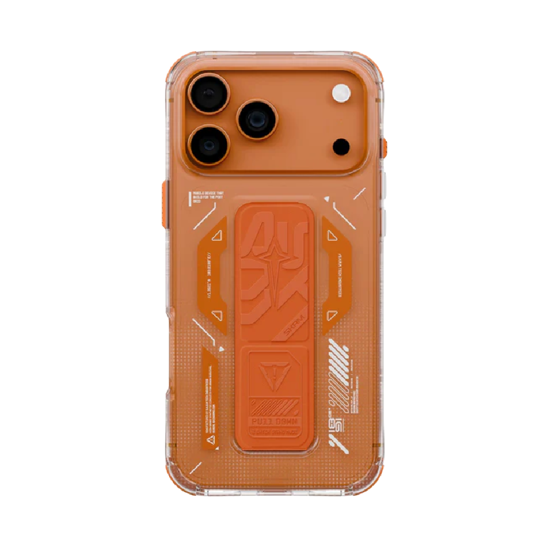 SKINARMA Helio Magâ€‘Charge + Gripâ€‘Stand Case for iPhone 17 Pro Max | Orange