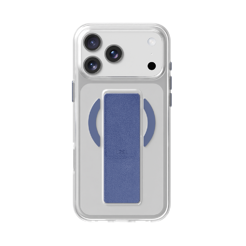 LZEL MagClear LeatherGrip Case for iPhone 17 Pro| Blue