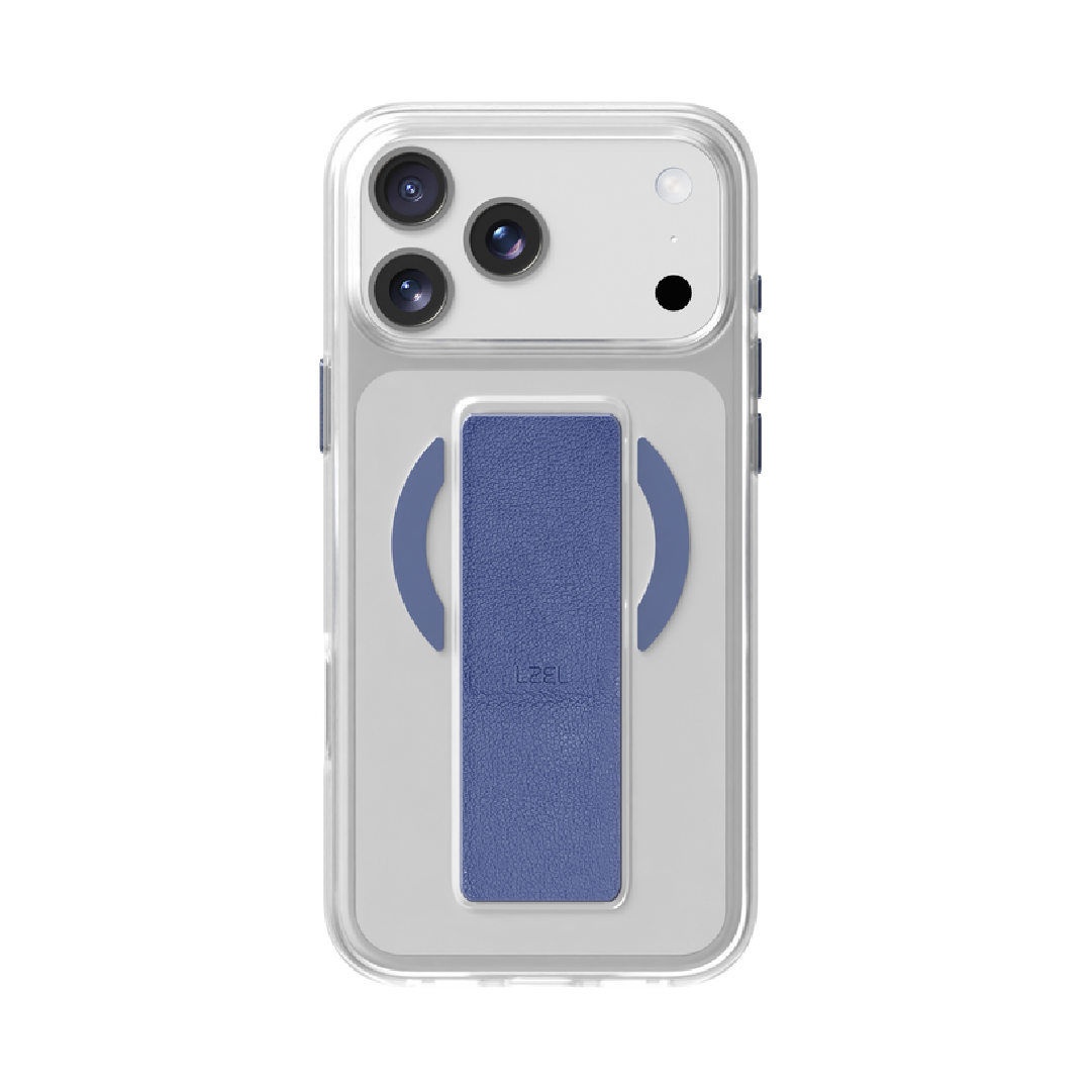 LZEL MagClear LeatherGrip Case for iPhone 17 Pro| Blue