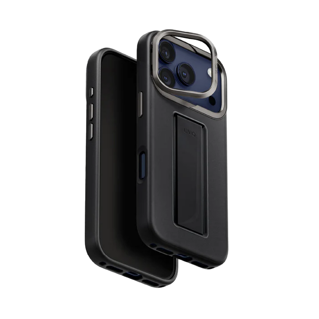UNIQ Hybrid Heldro Pro MagClick Case with Camera Stand for iPhone 17 Pro | Dallas Black