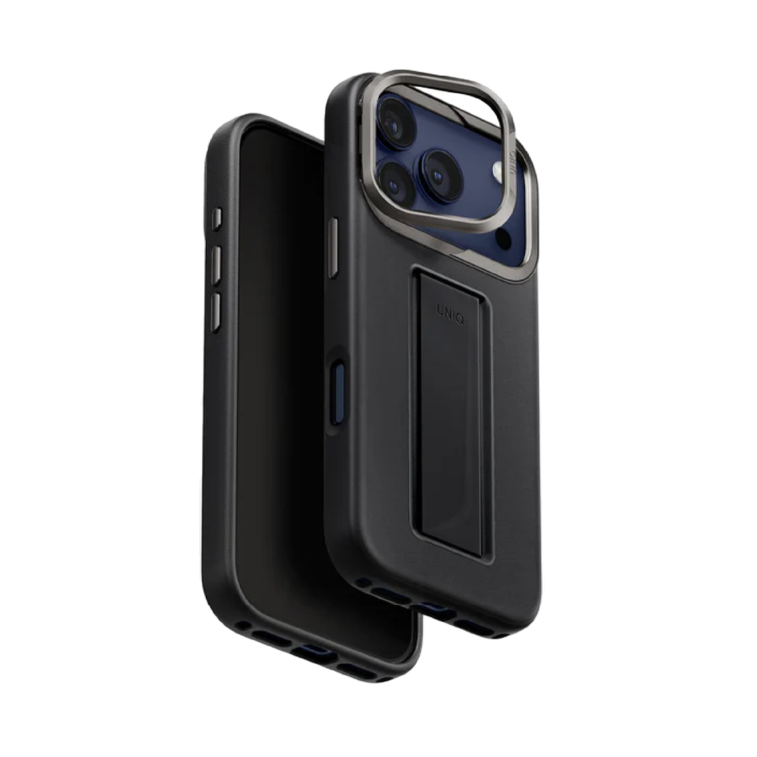 UNIQ Hybrid Heldro Pro MagClick Case with Camera Stand for iPhone 17 Pro | Dallas Black