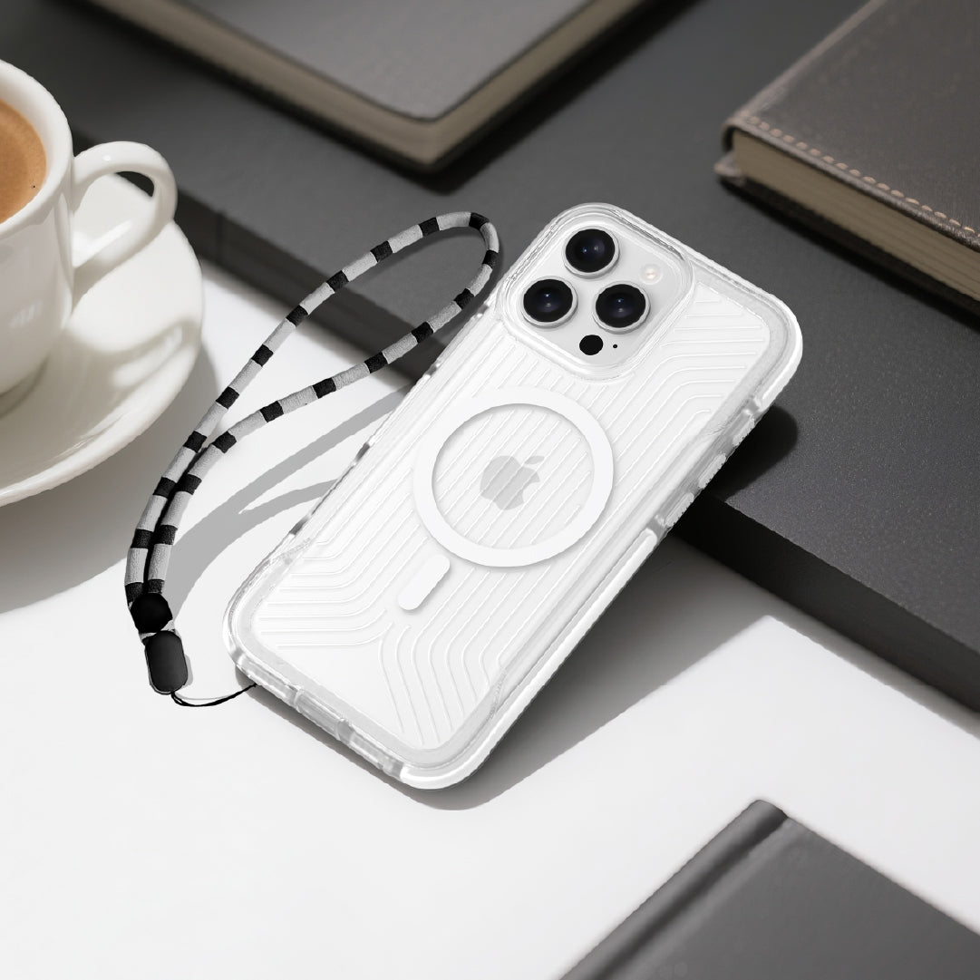 Asli Global LanyardMag MagSafe Case for iPhone 16 Pro Max â€“ Built-In Lanyard | Clear/White