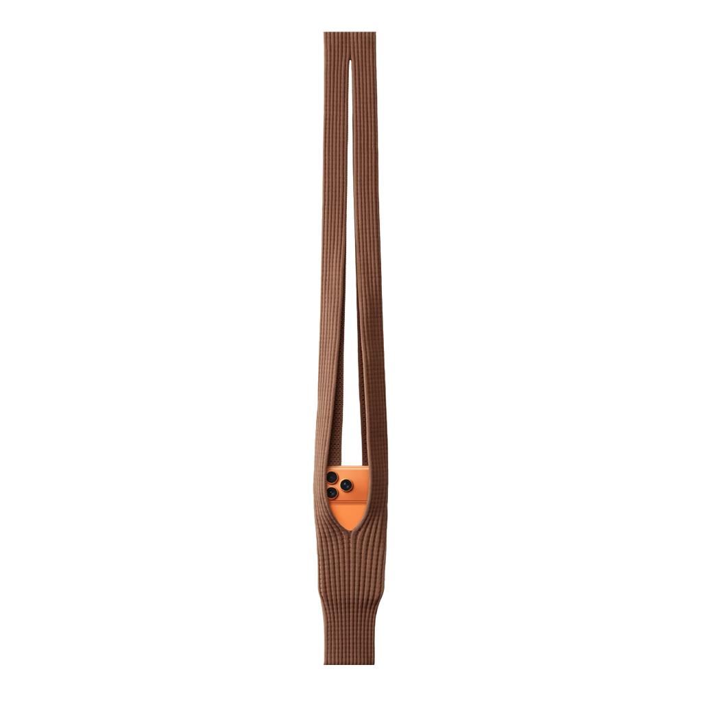 Phone Pocket with Strap â€“ Stretch Knit Wearable iPhone Holder 80 cm | Cinnamon