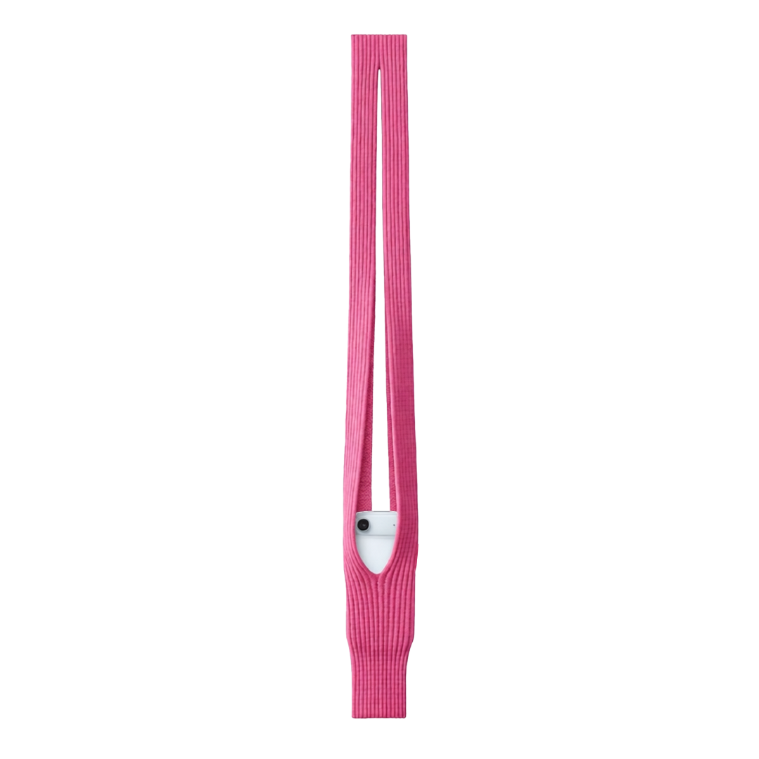 Phone Pocket with Strap â€“ Stretch Knit Wearable iPhone Holder 80 cm | Pink