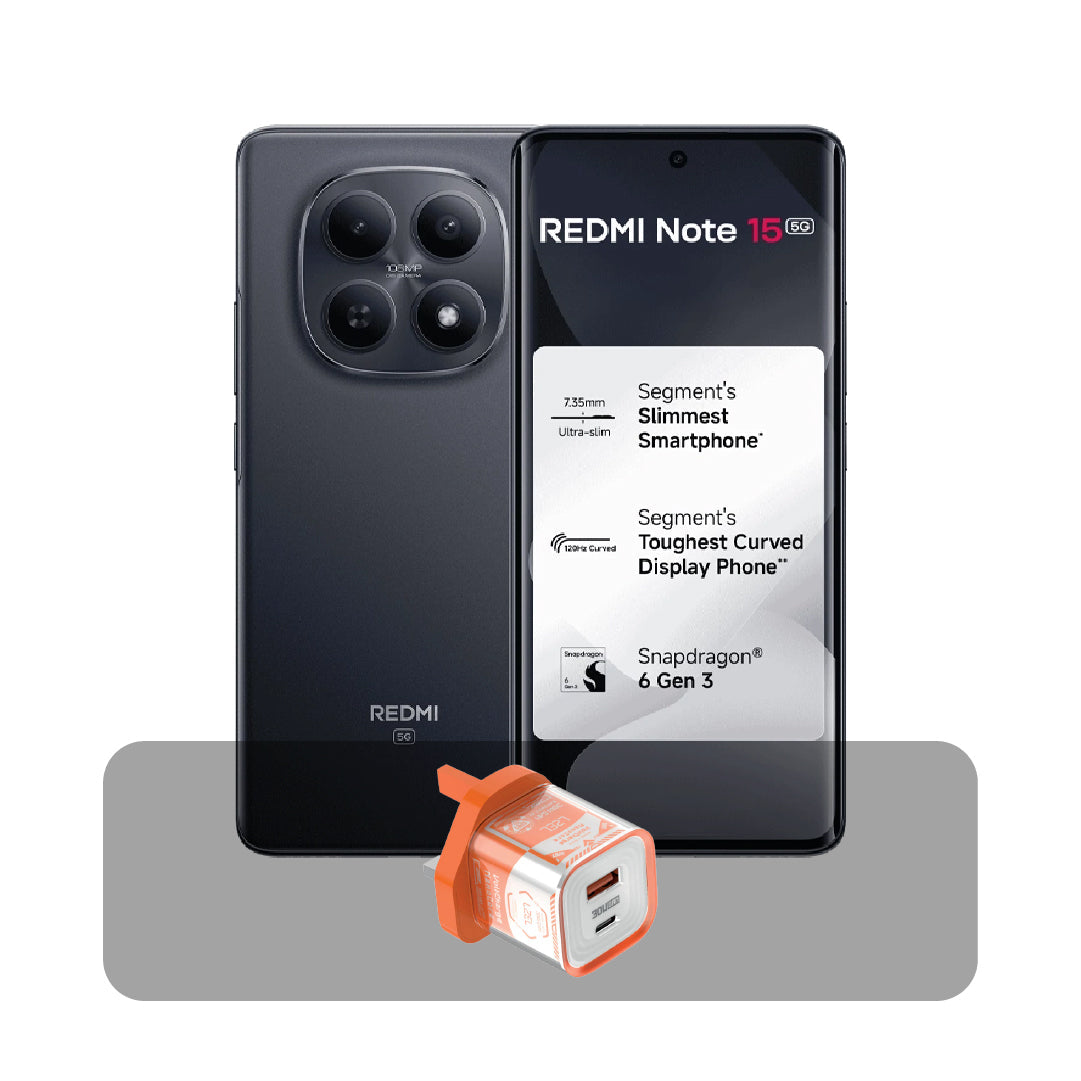 Xiaomi Redmi Note 15 5G Phone, Snapdragon, 8 GB, 256 GB, 6.77" AMOLED display  + Bundle Offer | Black