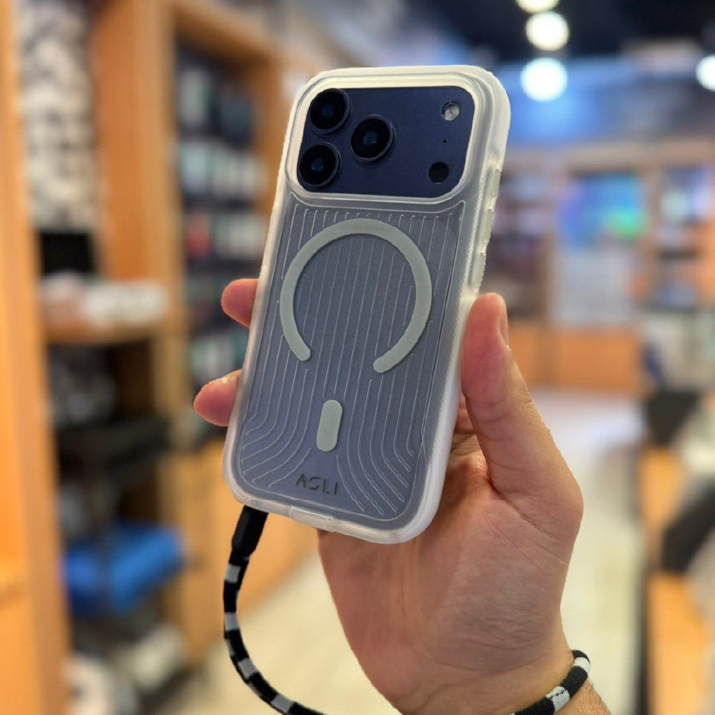 Asli Global LanyardMag MagSafe Case for iPhone 17 Pro Max â€“ Built-In Lanyard | Clear/Gray