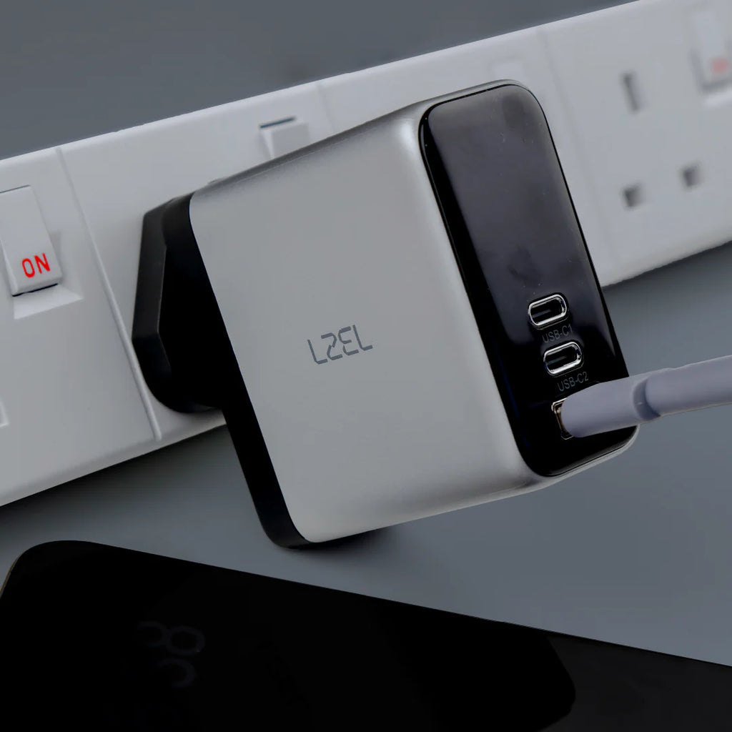 LZEL 100W GaN Travel Charger with 3-Port PD Digital Display & UK/EU/AU Plugs