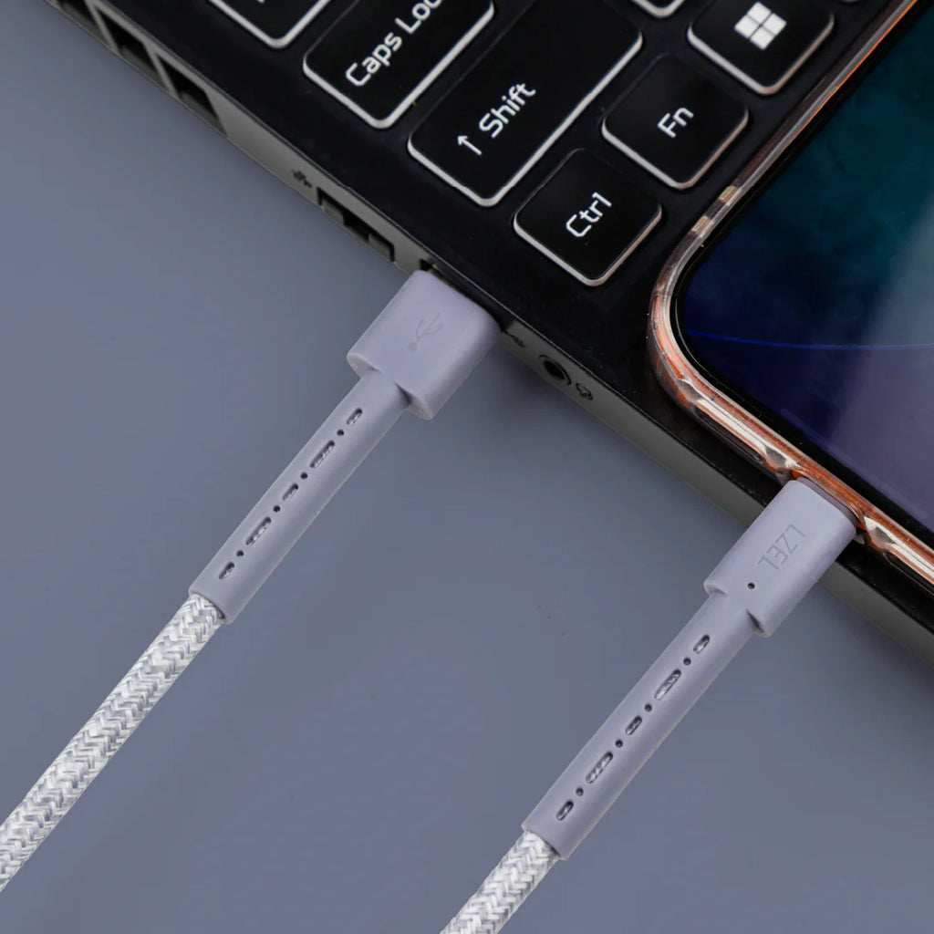 LZEL USB-A to USB-C 2.0 Braided Cable 2m – 3A, 15W, 480Mbps