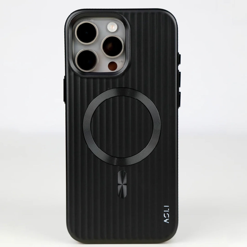 ASLI Corrugared Ridge Premium Metalic Case With Enhanced Camera Protection Case For iPhone 16 Pro Max
