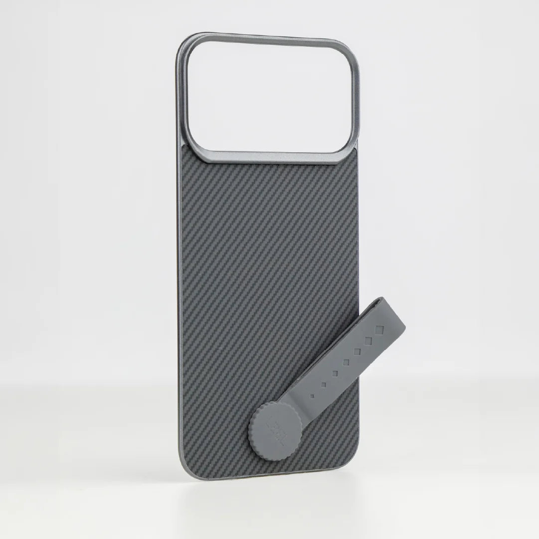 LZEL MagCarbon Strap Carbon Design with 360Â° Grip and Raised-Edge Protection Back Cover for iPhone 17 Pro
