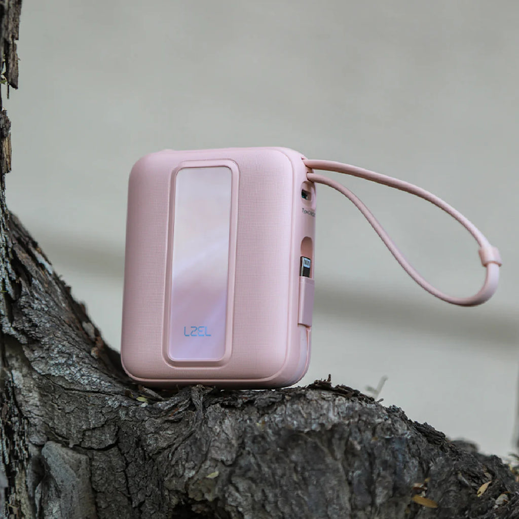 LZEL AMPNEO1O Mini 10000mAh PD Power Bank 30W | Built-in Type-C & Lightning Cable | Type-C Input/Output