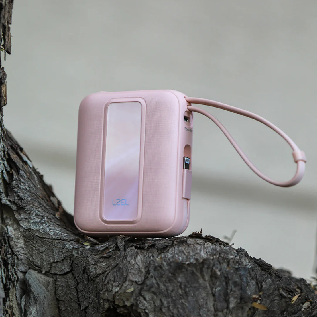 LZEL AMPNEO1O Mini 10000mAh PD Power Bank 30W | Built-in Type-C & Lightning Cable | Type-C Input/Output