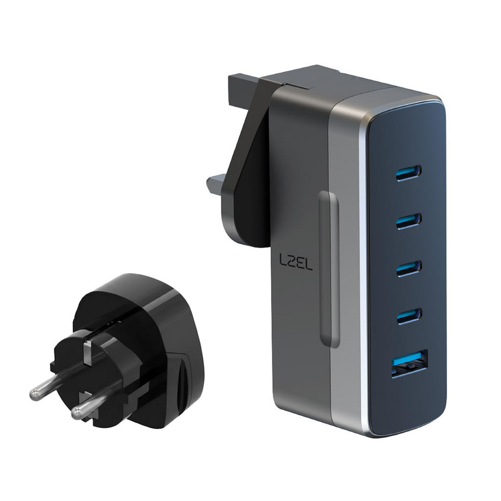 LZEL VoltixWorld 75W GaN Multi Port Travel Adapter | Black