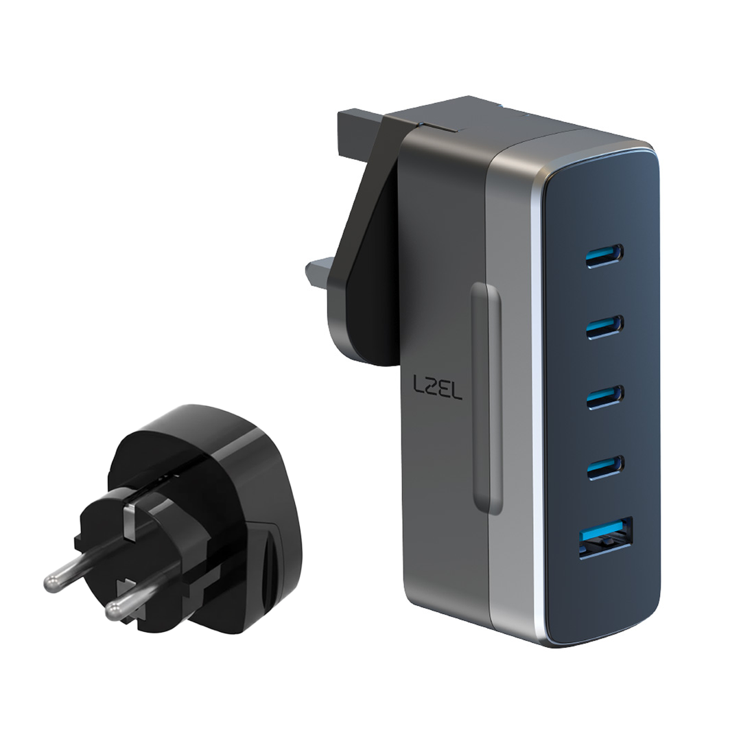 LZEL VoltixWorld 75W GaN Multi Port Travel Adapter | Black