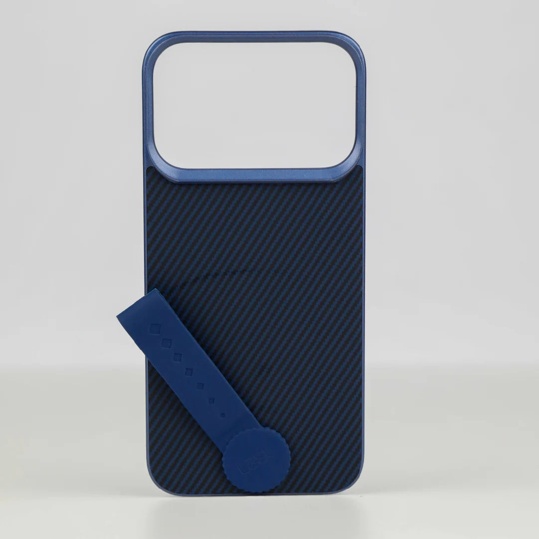 LZEL MagCarbon Strap Carbon Design with 360Â° Grip and Raised-Edge Protection Back Cover for iPhone 17 Pro Max