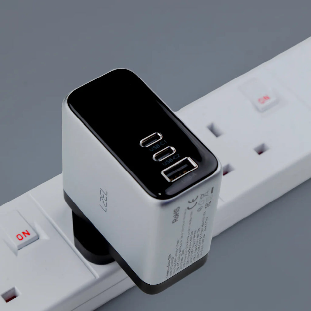 LZEL 100W GaN Travel Charger with 3-Port PD Digital Display & UK/EU/AU Plugs