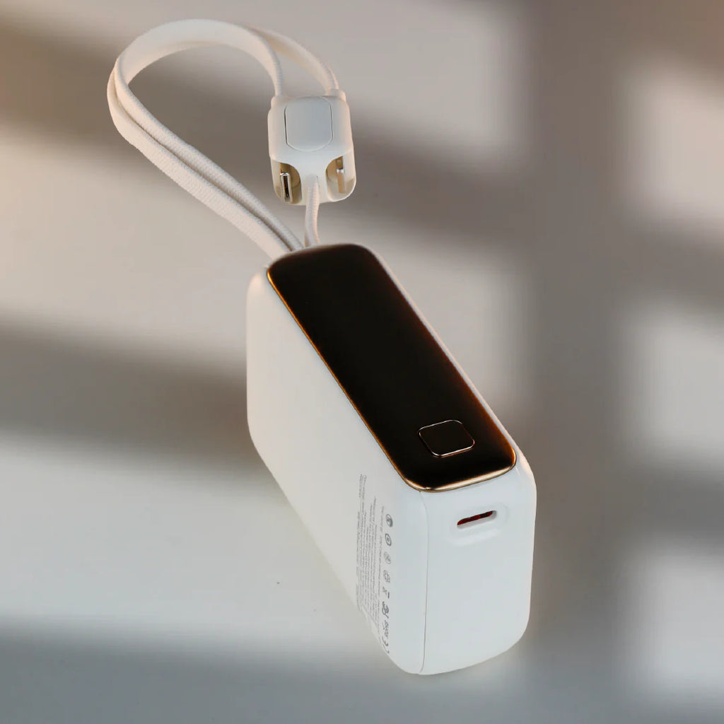 LZEL Ampflow10 Mini 10000Mah Pd Power Bank 22.5W | Built-In Type-C & Lightning Cable | Wireless Charging