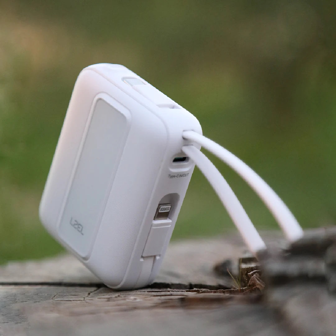 LZEL AMPNEO1O Mini 10000mAh PD Power Bank 30W | Built-in Type-C & Lightning Cable | Type-C Input/Output