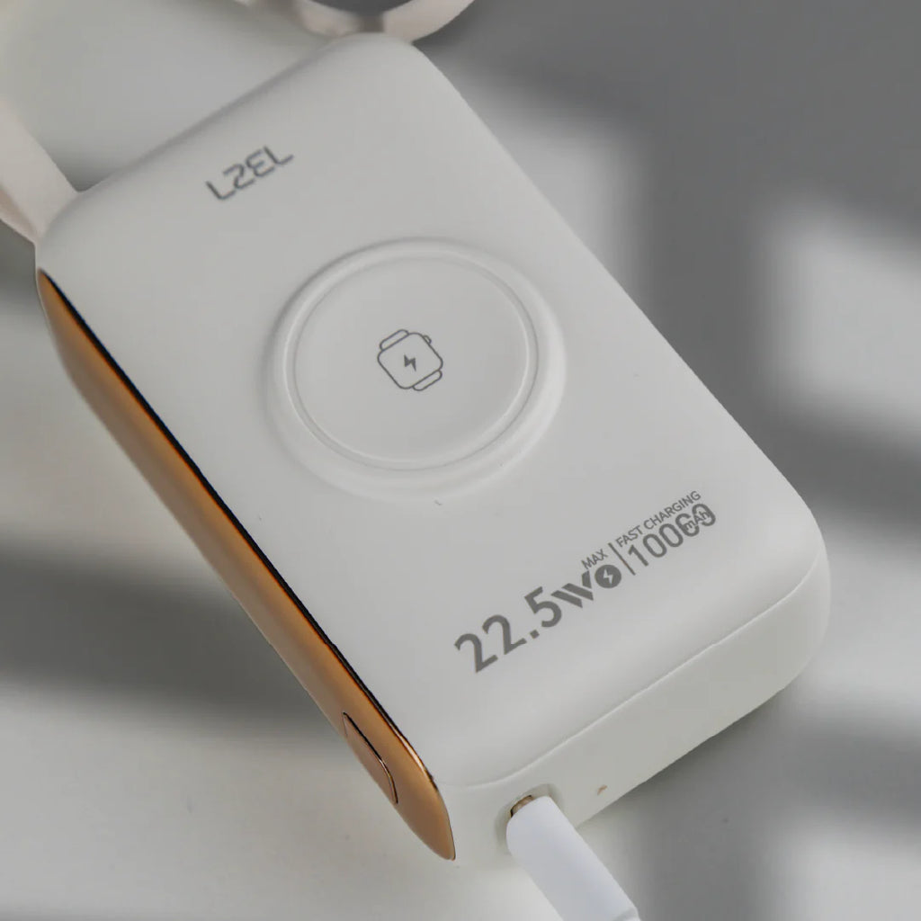 LZEL Ampflow10 Mini 10000Mah Pd Power Bank 22.5W | Built-In Type-C & Lightning Cable | Wireless Charging