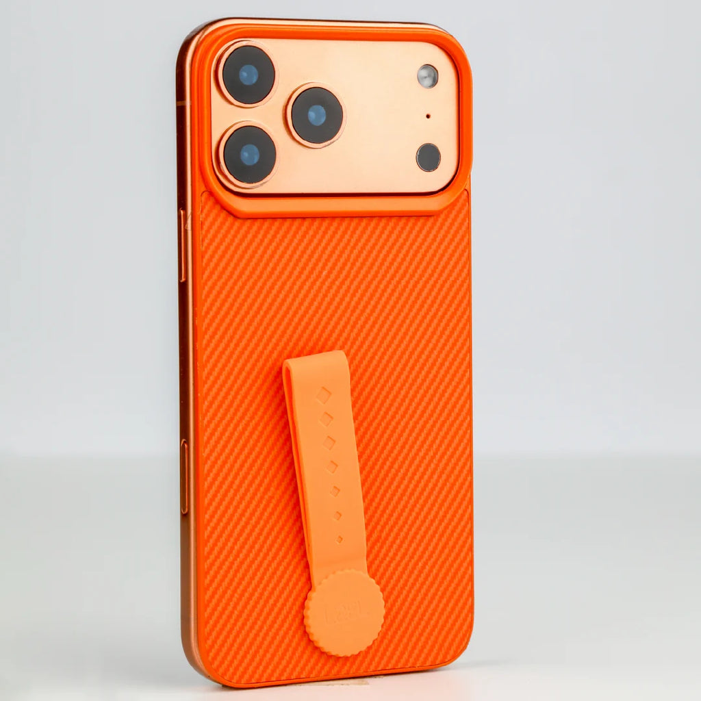 LZEL MagCarbon Strap Carbon Design with 360Â° Grip and Raised-Edge Protection Back Cover for iPhone 17 Pro Max