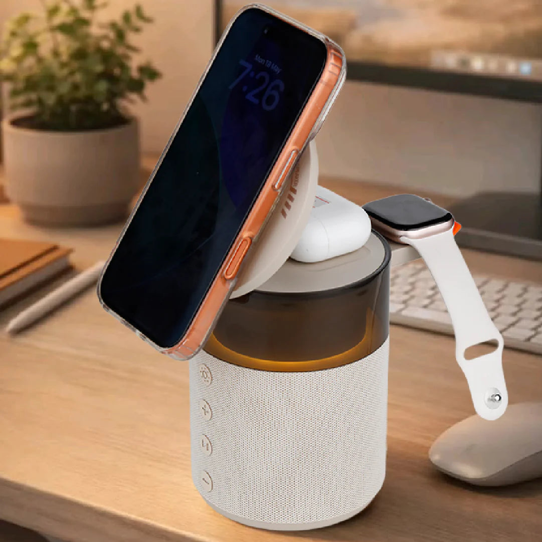 LZEL SonicGlow Pulse â€“ Wireless Charger & Bluetooth Speaker