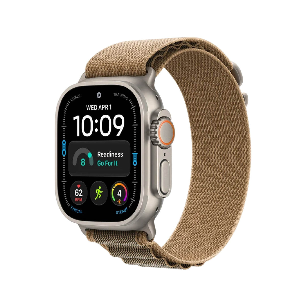 Apple Watch Ultra 4 GPS + Cellular, 49mm Natural Titanium Case with Desert Alpine Loop L