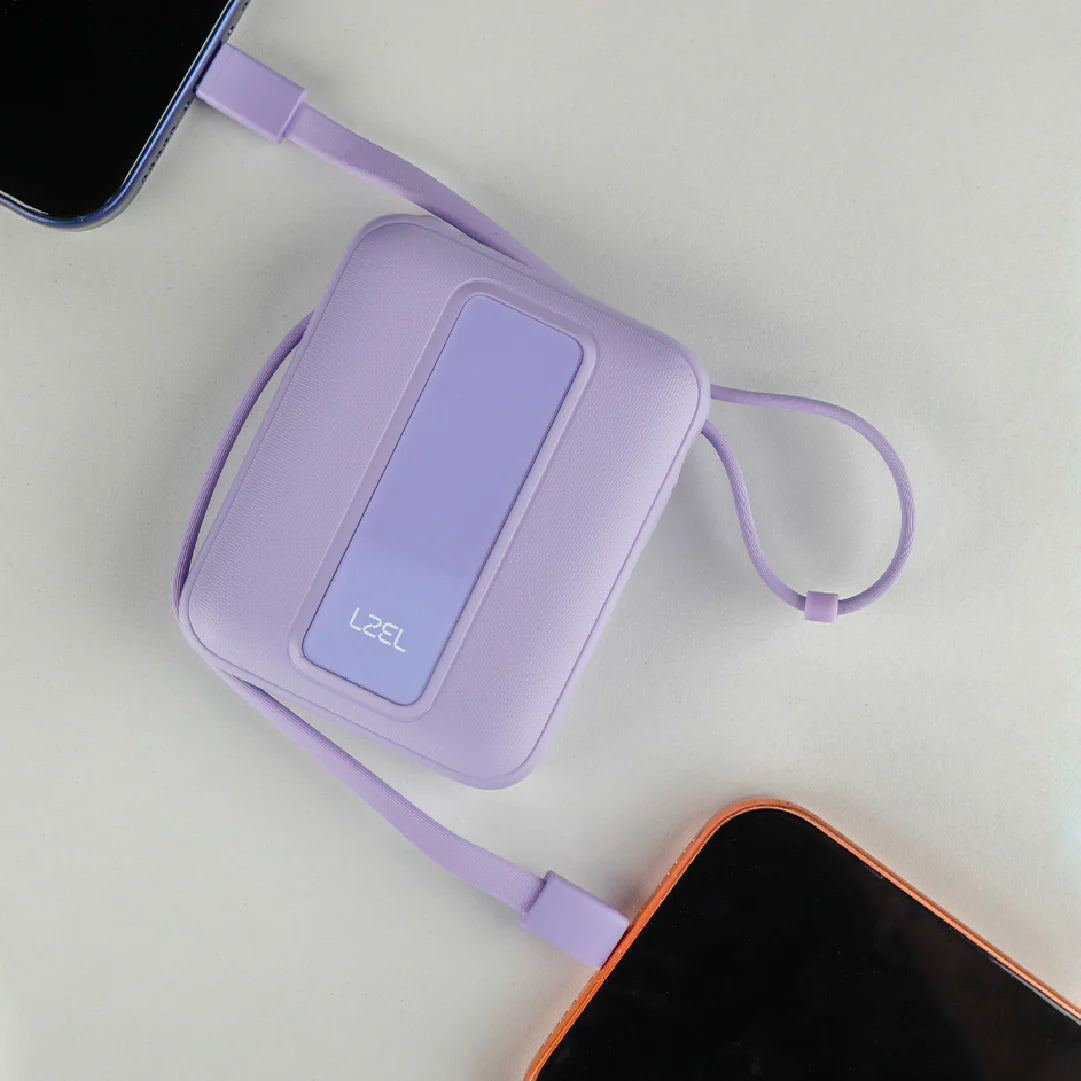 LZEL AMPNEO1O Mini 10000mAh PD Power Bank 30W | Built-in Type-C & Lightning Cable | Type-C Input/Output